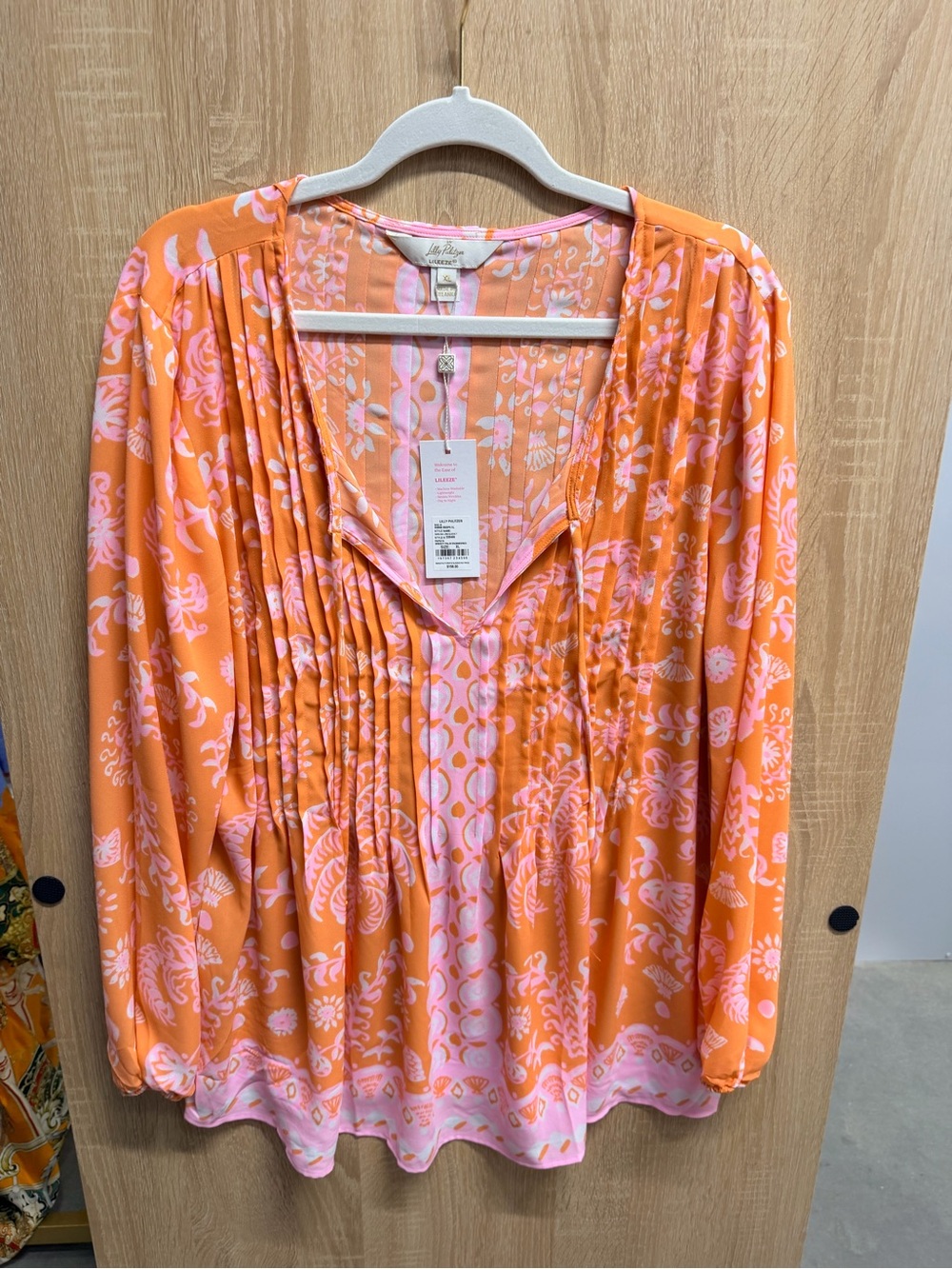 Lilly Pulitzer Orange & Pink Floral Pintuck Tunic